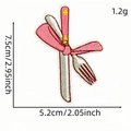 Pink cartoon bear cutlery embroidery patch with bow for DIY clothing accessories - Bowknot Tableware Shape