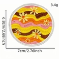 Bohemian round embroidered patch with retro colorful waves and small daisy floral design - Bohemian Style 4#