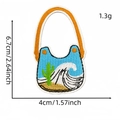 Coastal Cowgirl embroidered blue patch with cactus and wave design, 6.7cm x 4cm size - Beach Scenery Pouch Style (6#)