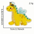 Süßer gelber Dinosaurier Aufnäher zum Aufbügeln, Stickerei Größe 7x6,8cm - Kleine Biene Stil (恐龙布贴2#)