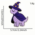Purple wizard dinosaur embroidered patch 7.3x5.7cm iron-on applique for clothing decor - Wizard Style (恐龙布贴9#)