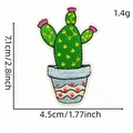 Green cactus embroidered patch with pink flowers and blue heart pot for clothing - Cactus Style 1