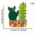 Green cactus embroidery patch with colorful flower pot measuring 7.1cm by 5.4cm - Cactus Style 4