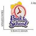 Κεντητό επίραμμα ρολόι ξυπνητήρι Back to School, μέγεθος 7,8cm x 5,9cm διακόσμηση - Στυλ Ξυπνητήρι (10#)
