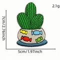 Green cactus embroidery patch in white pot with size 7x5cm and weight 2.1g details - Cactus Style 6