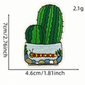 Green cactus embroidery patch for clothes with dimensions and weight specs - Cactus Style 8