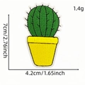 Embroidered cactus patch with yellow pot for clothes decoration, size 7x4.2 cm - Cactus Style 10