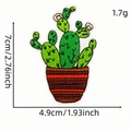 Green cactus embroidery patch with pink flower and striped pot for clothes and bags - Cactus Style 14
