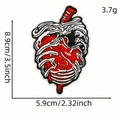 Toppa cuore anatomico ricamata con dettagli ossei e misure 8,9x5,9 cm - Toppa Cuore 1#