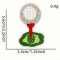Cartoon golf ball embroidered patch showing dimensions 5.6cm height and 3.4cm width - Golf Club Pattern 3