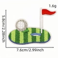 Golf ball and green flag embroidery patch for DIY clothing decoration, 5.8cm x 7.6cm size - Golf Club Pattern 6