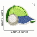 Cartoon green golf hat embroidered patch iron-on applique with 5.4cm width detail - Golf Club Pattern 8