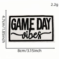 Rectangular black and white GAME DAY vibes embroidered patch, size 8x4.7cm for clothing - Game Day Vibes Text Style (6118516502501)