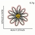 Parche bordado de margarita blanca y amarilla con borde rosa, mide 4cm, peso 0,7g - Parche de Flor Estilo 1