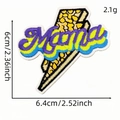 Embroidered Mama patch with leopard lightning bolt design for clothing iron-on decoration - Leopard Lightning Mama Letter Style (6118516502504)