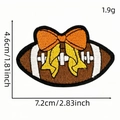Embroidered rugby patch with leopard print bow, iron-on badge size 4.6cm x 7.2cm - Football Bowknot Combination Style (6118516502506)