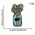 Embroidered daisy flower in a blue bottle patch for iron-on clothing accessories - Flower Patch Style 5