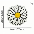 White daisy flower embroidery patch with yellow core and iron-on backing 4cm - Flower Patch Style 6