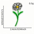 White daisy flower embroidery patch with size dimensions 5.1x2.4cm and iron-on backing - Flower Patch Style 7
