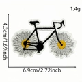 Daisy wheel bicycle embroidery patch with white yellow flowers and black frame - Flower Patch 9#
