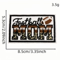 Embroidered Football MOM patch with leopard print pattern, size 8.5x5.3cm for clothing - Rugby Cloth Patch #10