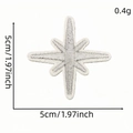 Silver octagonal star embroidery patch with leopard print pattern 5x5cm size detail - Silver-white Embroidered Octagonal Star Style (6118516502512)