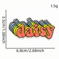 Pink daisy word embroidery patch with multicolor shadows for clothing accessories - Flower Patch Style 14