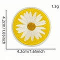 Yellow daisy embroidery patch with white petals, 4.2cm diameter iron-on flower badge - Flower Patch Style 16