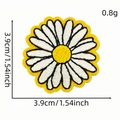 White daisy flower embroidery patch with yellow border, 3.9cm size for clothing - Flower Patch Style 17