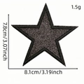 Star-shaped patch with dark grey glitter texture and black embroidery edge for clothing - Rugby Cloth Patch #19
