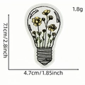 Bulb shaped floral embroidery patch with yellow flower details, size 7.1x4.7cm - Flower Patch Style 19