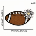 Leopard pattern rugby football embroidery patch with white daisy flower detail - Football with Daisy Decoration Style (6118516502520)