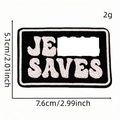 Κεντημένο μαύρο επίρραμμα με κείμενο Jesus Saves, μέγεθος 7,6 cm επί 5,1 cm - Κείμενο Jesus Saves (18#)