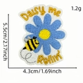 Embroidered blue daisy and bee patch with Daisy me Rollin text for clothes DIY - Flower Patch Style 21