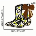 Embroidered cowboy boot patch with brown bow and Mamma Mia text for custom clothing - Cowboy Boot and Bowknot MAMMA MIA Style (6118516502522)