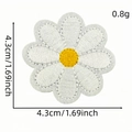 White daisy flower embroidery patch with yellow center measuring 4.3cm and 0.8g weight - Flower Patch Style 23