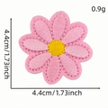 Pink daisy cartoon flower embroidery patch with 4.4cm size and yellow center detail - Flower Patch Style 24