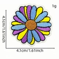 Colorful daisy embroidered patch with purple and blue petals for clothing accessories - Flower Patch Style 26