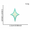 Star-shaped light green diamond embroidery patch with cyan border for DIY clothing decor - Green