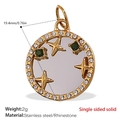 Ciondolo a stella marina in acciaio dorato con zircone verde e strass bianchi - Moneta Bicolore Zirconia Multicolore (PJ490CRGS)