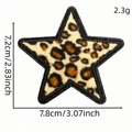 Star shaped leopard print embroidery patch with dimensions for garment decoration - Flocked Texture Leopard Pentagram Style (6118516502528)