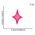 Pink star diamond embroidery patch for clothes and bags decoration measuring 3.4x2.3cm - Rose Red