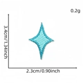 Light blue embroidered star patch for clothing decoration with detailed size dimensions - Blue