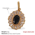 Ciondolo ovale in acciaio dorato con pietra nera e cristalli incastonati - Ovale d'Oro Cristallo Nero (PJ495BKG)