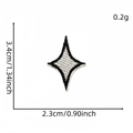 Star-shaped black and white embroidered patch for clothing with precise size marking - Black