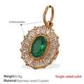 Ciondolo ovale in acciaio dorato con gemma verde e corona di cristalli lucenti - Ovale d'Oro Cristallo Verde (PJ495GNG)
