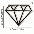 Diamond-shaped silver glitter embroidery patch with black borders for clothing DIY - Rugby Patch #31