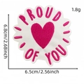Pink Proud of You embroidered patch with heart and floral edge, 6.5cm diameter - Proud Of You Style (Pink English Patch 7#)