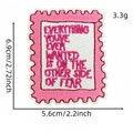 Pink stamp-shaped embroidery patch with white background and motivational slogan - Stamp Style (Pink English Patch 8#)
