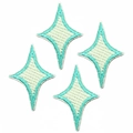 Set of four mint green star embroidered patches with diamond stitching for DIY clothing - Green Combo